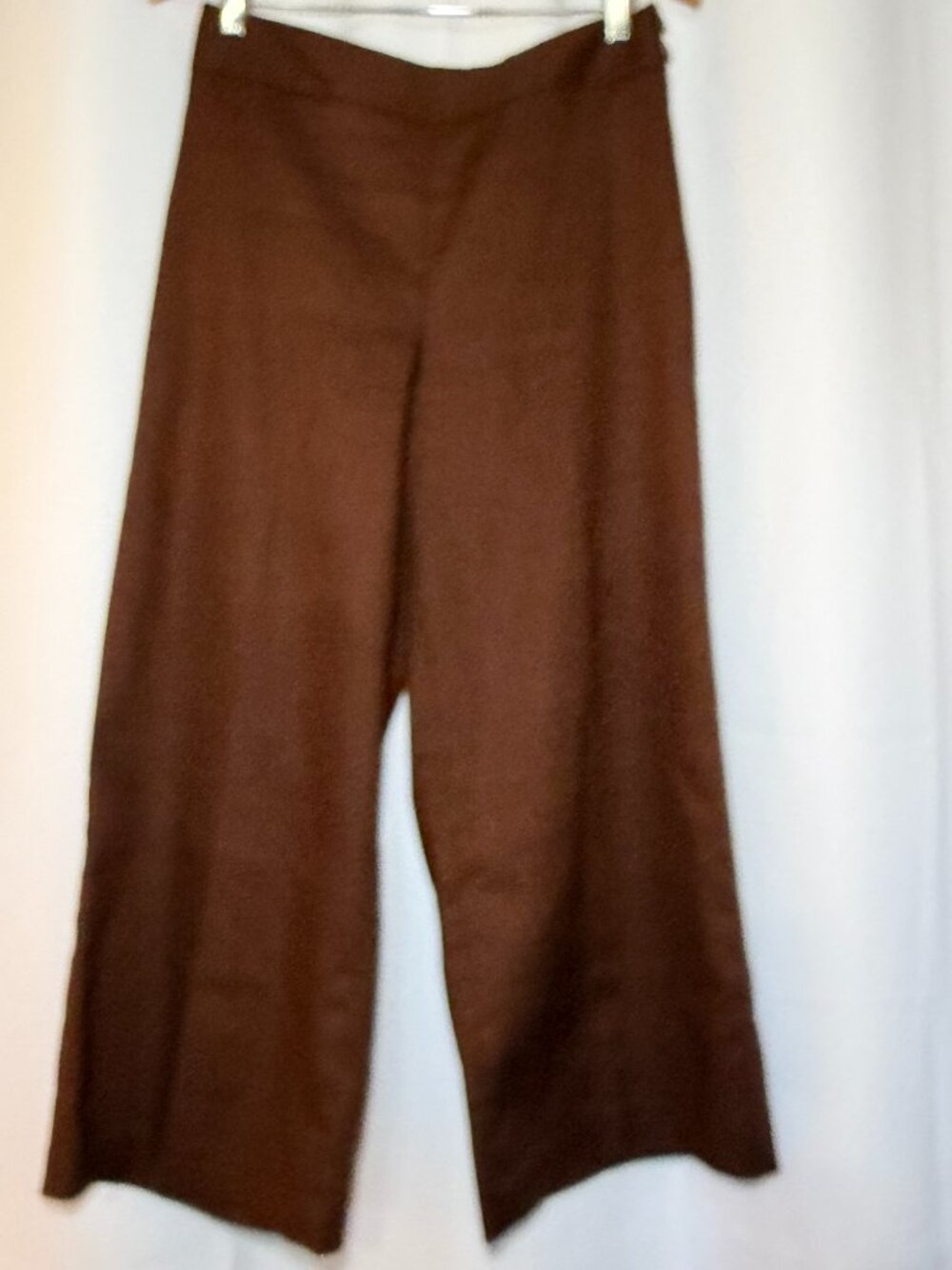 Talbots Linen Blend Pants Womens 6 Brown Wide Leg High Rise Lined Side Zip EUC